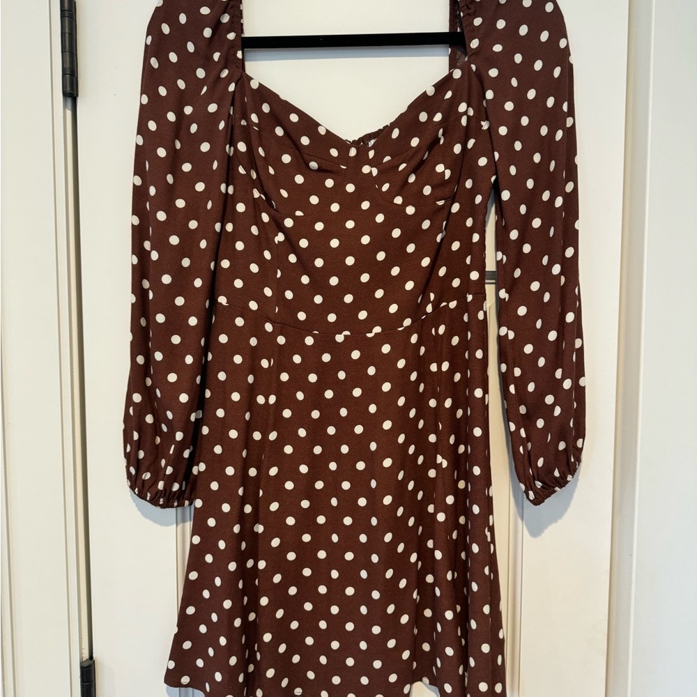 Reformation brown polka dot dress
